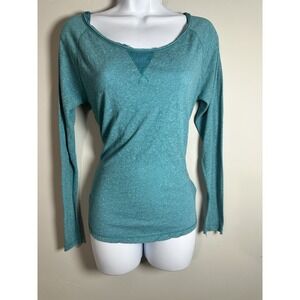 Aeropostale Teal Mixed Media Split Back Top - Size Medium - Heathered Raglan